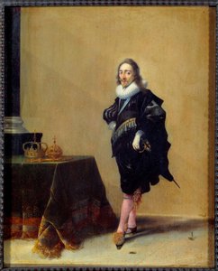 Portret u stóp Karola I Stuarta, króla Anglii (1600-1649). Obraz Hendricha Pot (1585-1657) Ec. Hol.