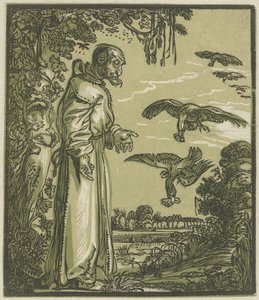 Paweł Pustelnik (Eliasz?) karmiony przez kruki autorstwa Hendrick Goltzius (attributed to)