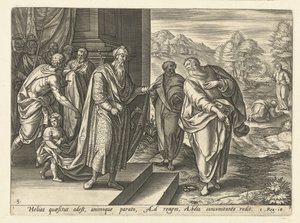 Eliasz rozmawia po raz drugi z królem Achabem Historia Eliasza (tytuł serii) autorstwa Hendrick Goltzius (rejected attribution)