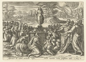 Eliasz konkuruje z prorokami Baala Historia Eliasza (tytuł serii) autorstwa Hendrick Goltzius (rejected attribution)