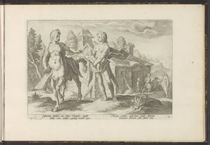 Apollo powierza Asklepiosa Chiron Metamorfozy Owidiusza (tytuł serii) Odtworzenia P. Ovidiusa Naso (tytuł serii) autorstwa Hendrick Goltzius (workshop of)