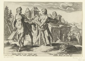 Apollo powierza Asklepiosa Chiron Metamorfozy Owidiusza (tytuł serii) autorstwa Hendrick Goltzius (workshop of)