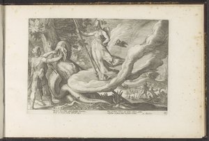 Cadmus sieje zęby smoka Metamorfozy Owidiusza (tytuł serii) Odtworzenia P. Ovidiusa Naso (tytuł serii) autorstwa Hendrick Goltzius (workshop of)