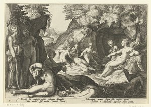 Diana odkrywa ciążę Callisto . Metamorfozy Owidiusza (tytuł serii) autorstwa Hendrick Goltzius (workshop of)