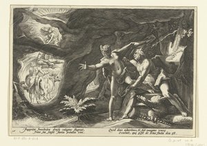 Jowisz atakuje Io Metamorfozy Owidiusza (tytuł serii) autorstwa Hendrick Goltzius (workshop of)
