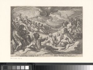 Jowisz prosi bogów olimpijskich o radę Metamorfozy Owidiusza (tytuł serii) autorstwa Hendrick Goltzius (workshop of)