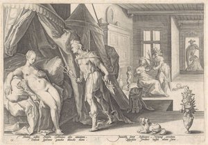 Merkury odwiedza Herse Metamorfozy Owidiusza (tytuł serii) autorstwa Hendrick Goltzius (workshop of)
