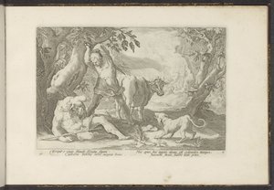 Mercurius doodt Argus Metamorfozy Owidiusza (tytuł serii) Herescheppingen van P. Ovidius Naso (tytuł serii) autorstwa Hendrick Goltzius (workshop of)