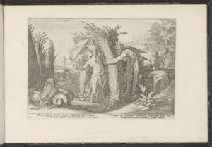 Chleb i Syrinx Metamorfozy Owidiusza (tytuł serii) Herescheppingen van P. Ovidius Naso (tytuł serii) autorstwa Hendrick Goltzius (workshop of)