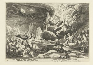 Val van Phaethon Metamorfosen Ovidiusa (tytuł serii) autorstwa Hendrick Goltzius (workshop of)