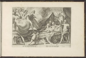 Wenus i Mars złapane Metamorfozy Owidiusza (tytuł serii) Odtworzenia P. Ovidiusa Naso (tytuł serii) autorstwa Hendrick Goltzius (workshop of)