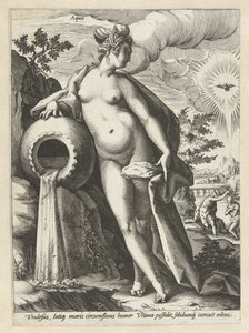 Woda Aqua (tytuł na obiekcie) Cztery żywioły (tytuł serii) autorstwa Hendrick Goltzius (workshop of)