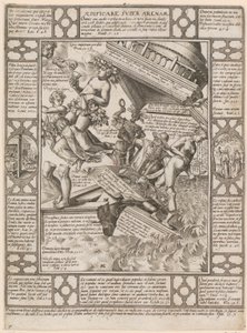 Aedificare super Arenam, arkusz 7 z cyklu „Alegorie wiary chrześcijańskiej” autorstwa Hendrick Goltzius
