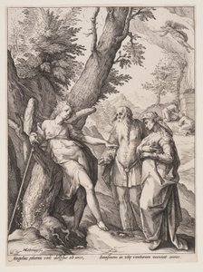 Anioł z Manachem i jego żoną autorstwa Hendrick Goltzius