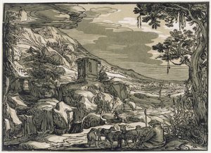 Arkadyjski krajobraz z pasterzem autorstwa Hendrick Goltzius