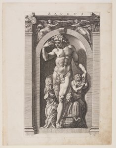Bachus, z Ośmiu pogańskich bogów autorstwa Hendrick Goltzius