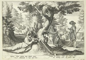 Battus zamienia się w kamień autorstwa Hendrick Goltzius