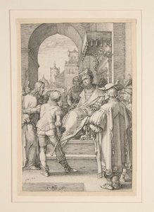 Chrystus przed Piłatem, z Męki Pańskiej, nr 5 z serii 12 rycin autorstwa Hendrick Goltzius