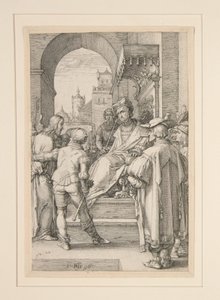 Chrystus przed Piłatem, rycina nr 5 z serii „Męka Pańska” autorstwa Hendrick Goltzius