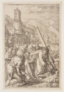 Chrystus niosący krzyż, z filmu Pasja autorstwa Hendrick Goltzius