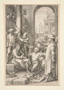 Chrystus ukoronowany cierniem, z Męki Pańskiej, nr 7 z serii 12 rycin autorstwa Hendrick Goltzius