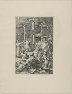 Chrystus na krzyżu, tablica dziesiąta z Męki Pańskiej autorstwa Hendrick Goltzius