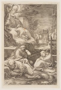 Chrystus na Górze Oliwnej, z filmu Pasja autorstwa Hendrick Goltzius