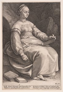 Clio, muza historii, z Dziewięciu muz autorstwa Hendrick Goltzius