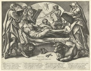 Martwy Chrystus i czterej ewangeliści autorstwa Hendrick Goltzius