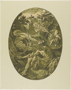 Demogorgon w Jaskini Wieczności, płyta pierwsza z Demogorgona i Bóstw autorstwa Hendrick Goltzius