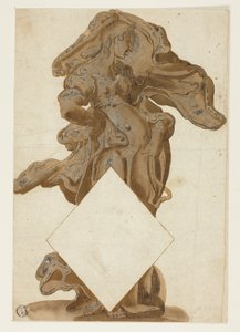 Projekt z kobiecą postacią w płynącej draperii autorstwa Hendrick Goltzius