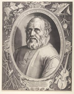 Dirck Volkertsz. Coornhert (z ramką) autorstwa Hendrick Goltzius