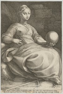 Erato, tablica 7 z cyklu „Dziewięć Muz” autorstwa Hendrick Goltzius