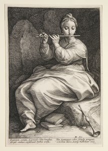 Euterpe, tablica 6 z serii Dziewięć Muz autorstwa Hendrick Goltzius