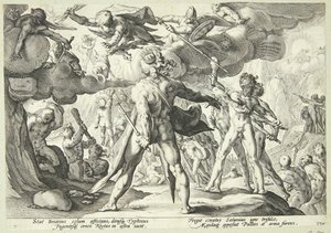 Giganci szturmują niebo autorstwa Hendrick Goltzius