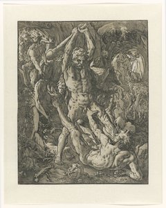 Herkules pokonuje Cacus Hercules en Cacus autorstwa Hendrick Goltzius