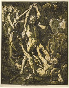 Herkules zabijający Kakusa autorstwa Hendrick Goltzius
