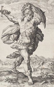 Horacjusz Kokles (Bohaterowie rzymscy, tablica 2) autorstwa Hendrick Goltzius