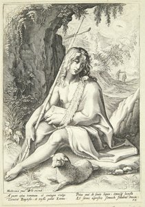 Jan Chrzciciel na pustyni autorstwa Hendrick Goltzius