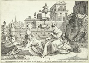 Juno przebrana za Beroe ostrzega Semele autorstwa Hendrick Goltzius