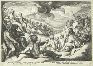 Jowisz konsultuje się z bogami w sprawie zniszczenia wszechświata autorstwa Hendrick Goltzius