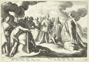Jowisz i bogowie proszą Heliosa o wznowienie kontroli nad słonecznym rydwanem autorstwa Hendrick Goltzius