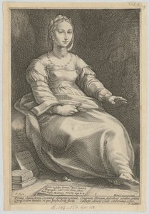 Kalliope, arkusz 1 z serii „Dziewięć muz” autorstwa Hendrick Goltzius