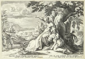 Clymene zachęca Phaetona do odnalezienia Heliosa autorstwa Hendrick Goltzius
