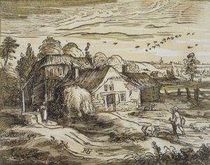Pejzaż z chatą chłopską autorstwa Hendrick Goltzius