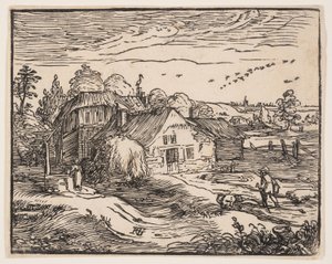 Krajobraz z domem wiejskim autorstwa Hendrick Goltzius