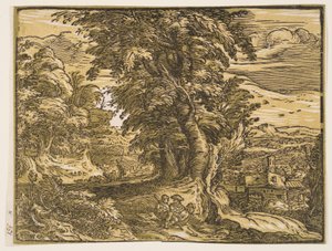 Krajobraz z parą pasterzy autorstwa Hendrick Goltzius