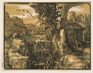 Krajobraz z wodospadem autorstwa Hendrick Goltzius