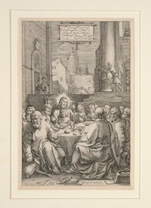 Ostatnia Wieczerza, z Pasji, nr 1 w serii 12 rycin autorstwa Hendrick Goltzius
