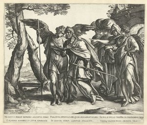 Lot ucieka z Sodomy z żoną i córkami autorstwa Hendrick Goltzius